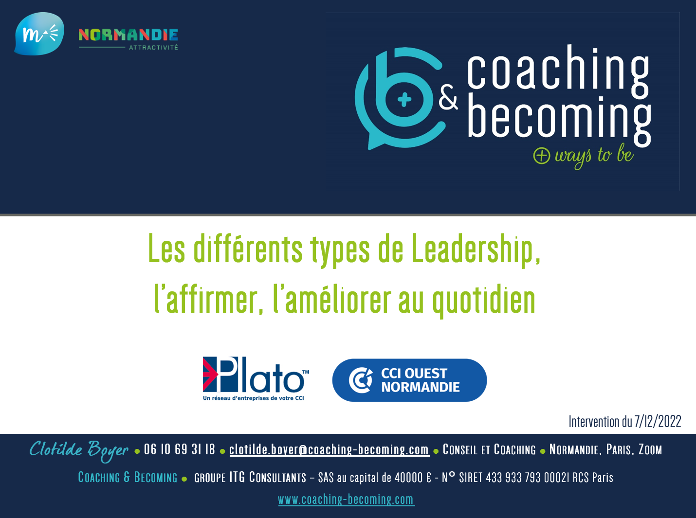 Intervention PLATO CCION Le Leadership